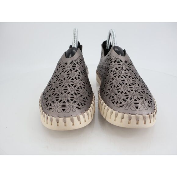 Ilse Jacobsen Women Tulip Slip On Shoe Size 40 10 Grey Metallic Perforated Vegan - Picture 2 of 10